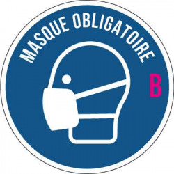 Autocollant adhésif pour vitrine " Port du masque obligatoire " B