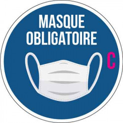 Adhésif  circulaire pour vitrine " Port du masque obligatoire " C